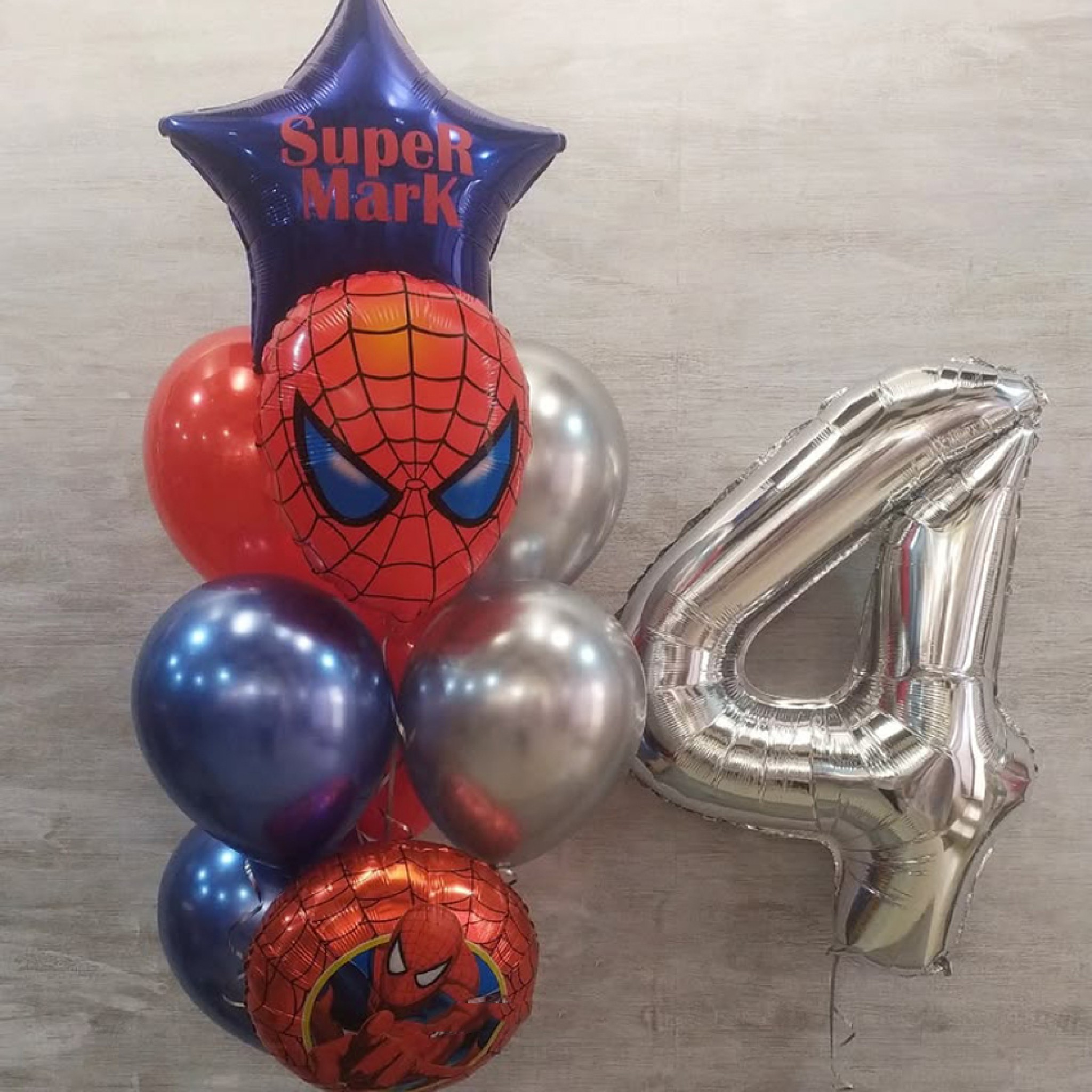4th Birthday Spiderman Balloon Bouquet Dubai – Helium Number & Hotel Surprise Package