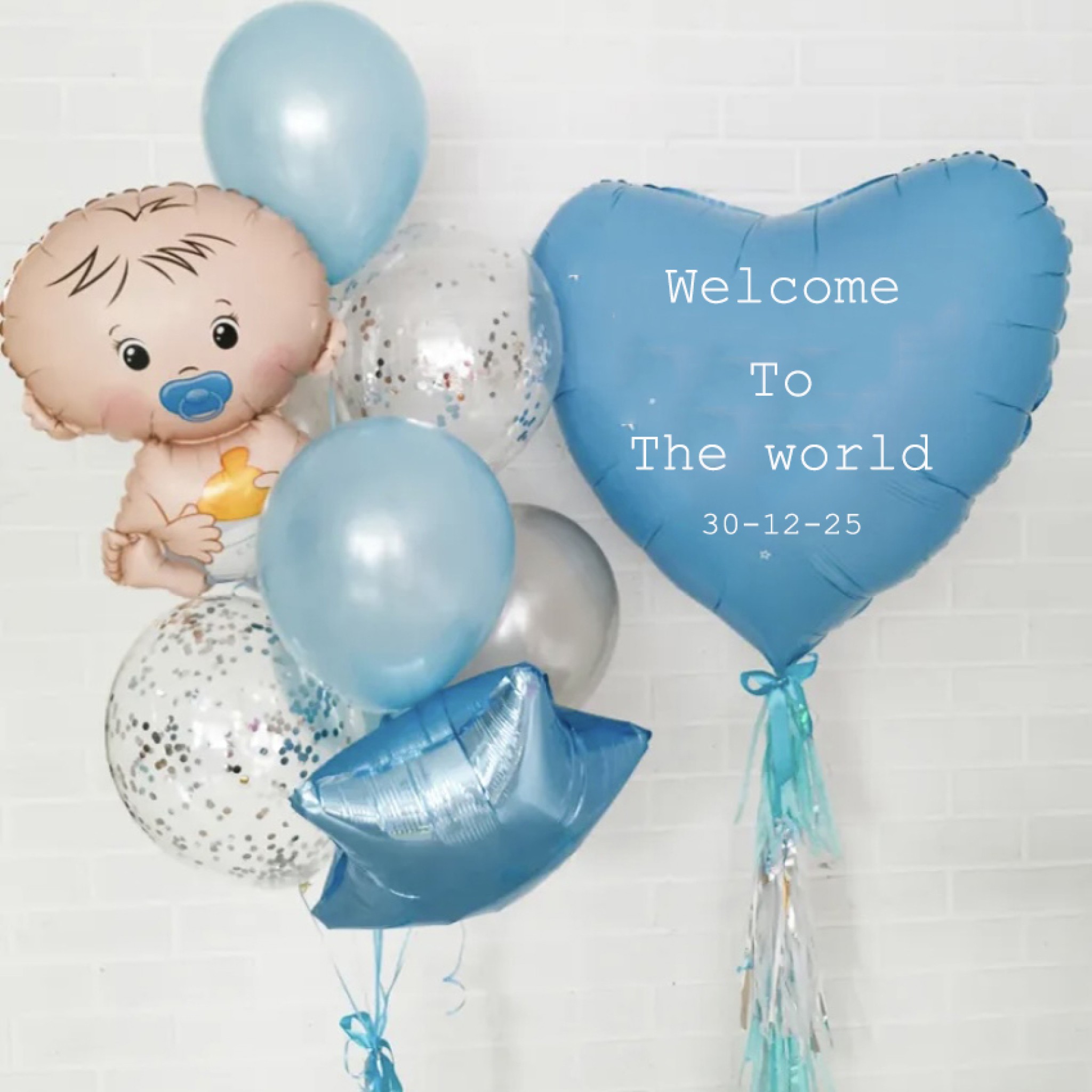 Adorable â€œItâ€™s a Boyâ€ Balloon Decoration with Heart Customized Balloons