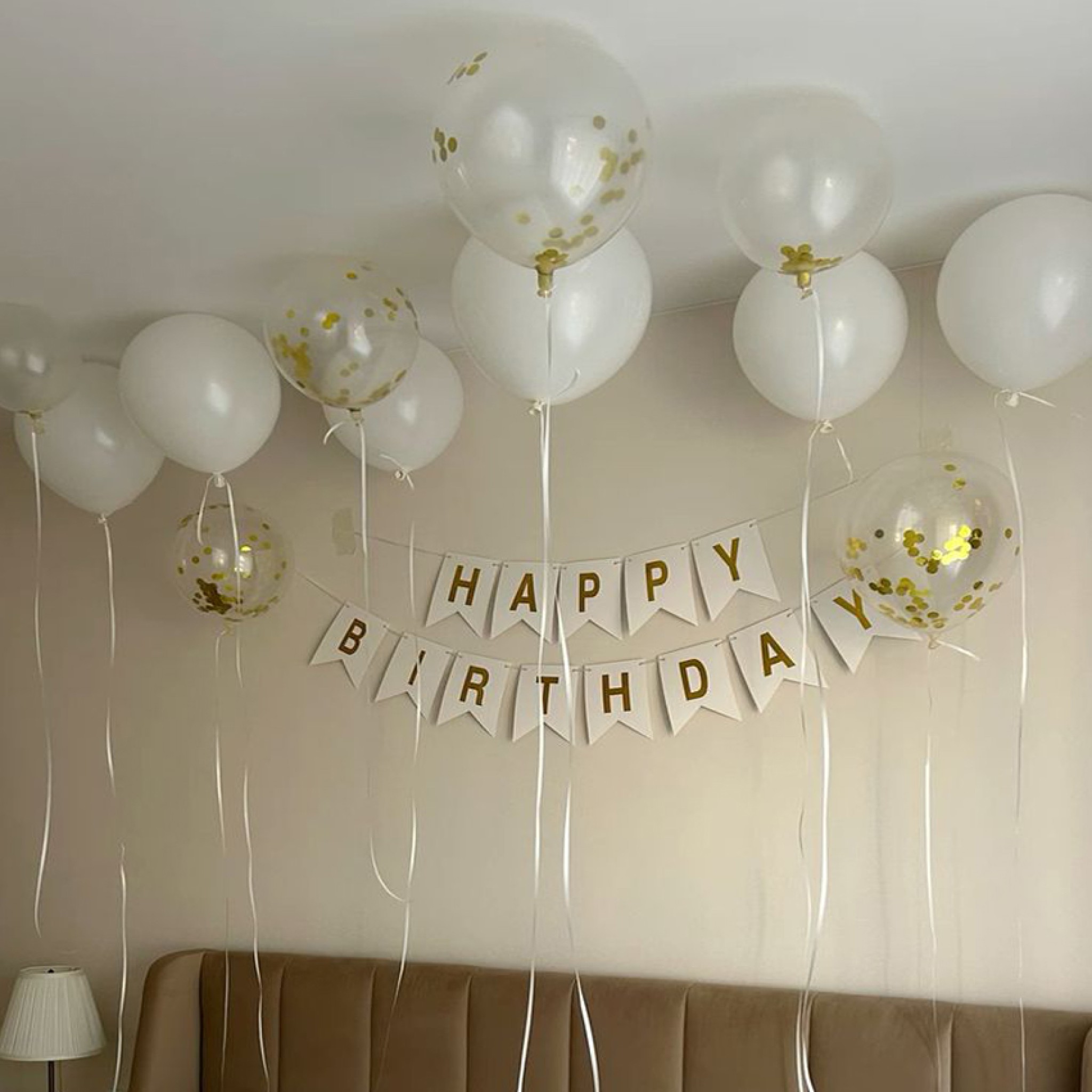Birthday Balloon Decoration Dubai – Happy Birthday Banner & Ceiling Balloons Package