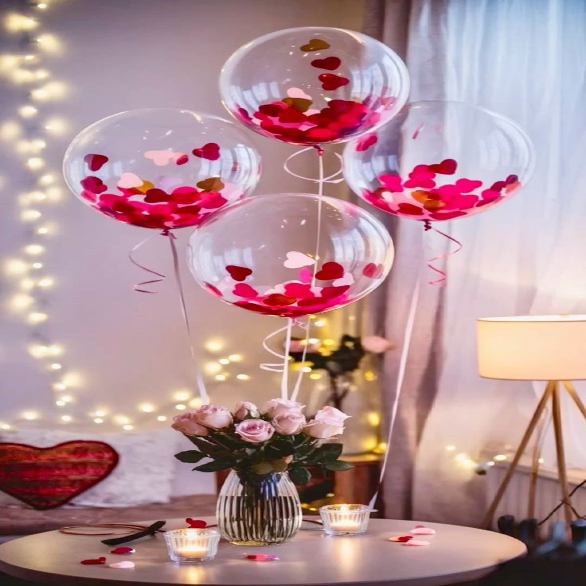 Dreamy Valentineâ€™s Day Heart Confetti Bobo Balloon Tabletop Set* ## *Product Description