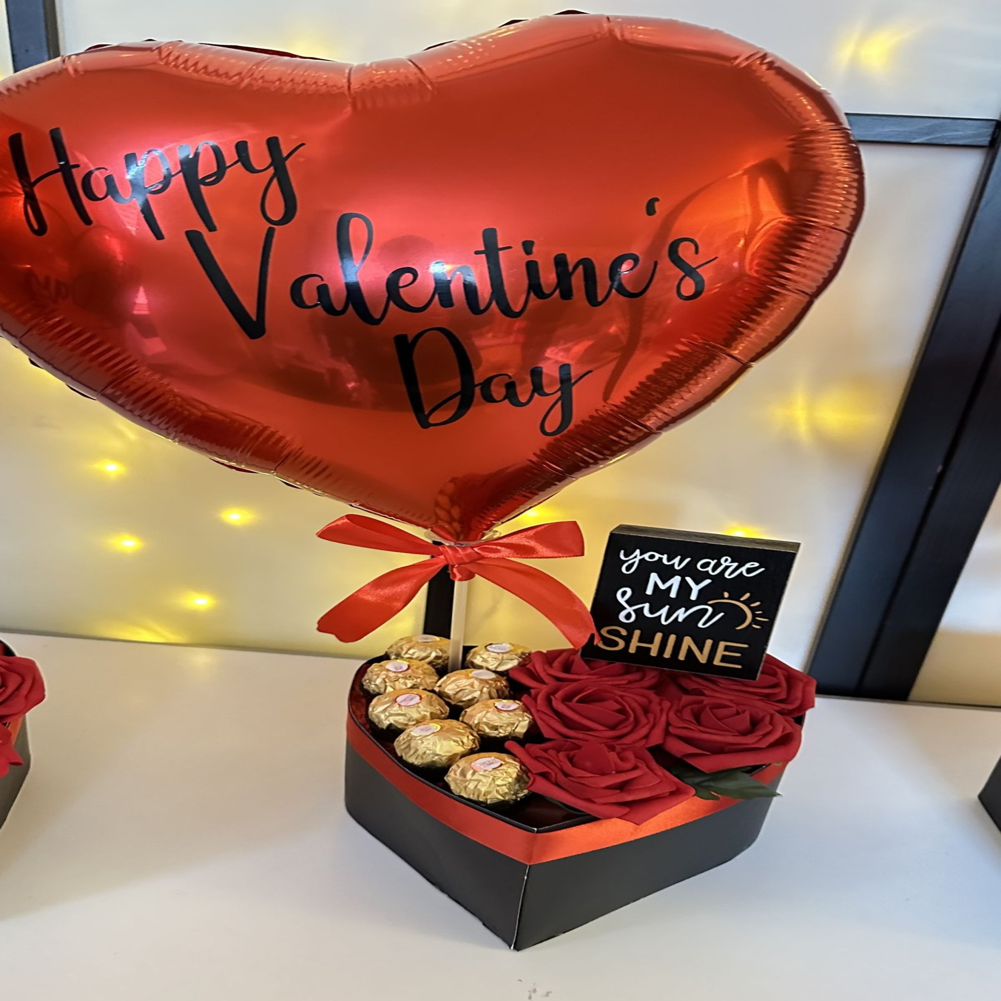 Elegant Valentine's Day Heart Balloon & Chocolate Gift Box