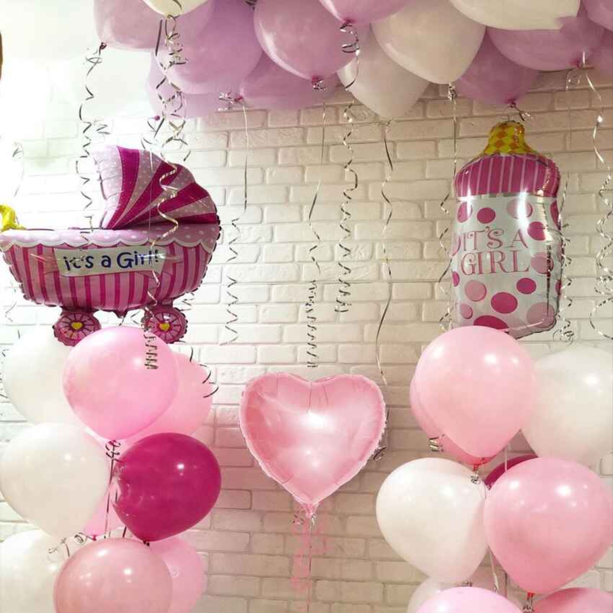 Itâ€™s a Girl Newborn Baby Balloon Set with Heart & Ceiling Decor â€“ Balloon Zone Dubai
