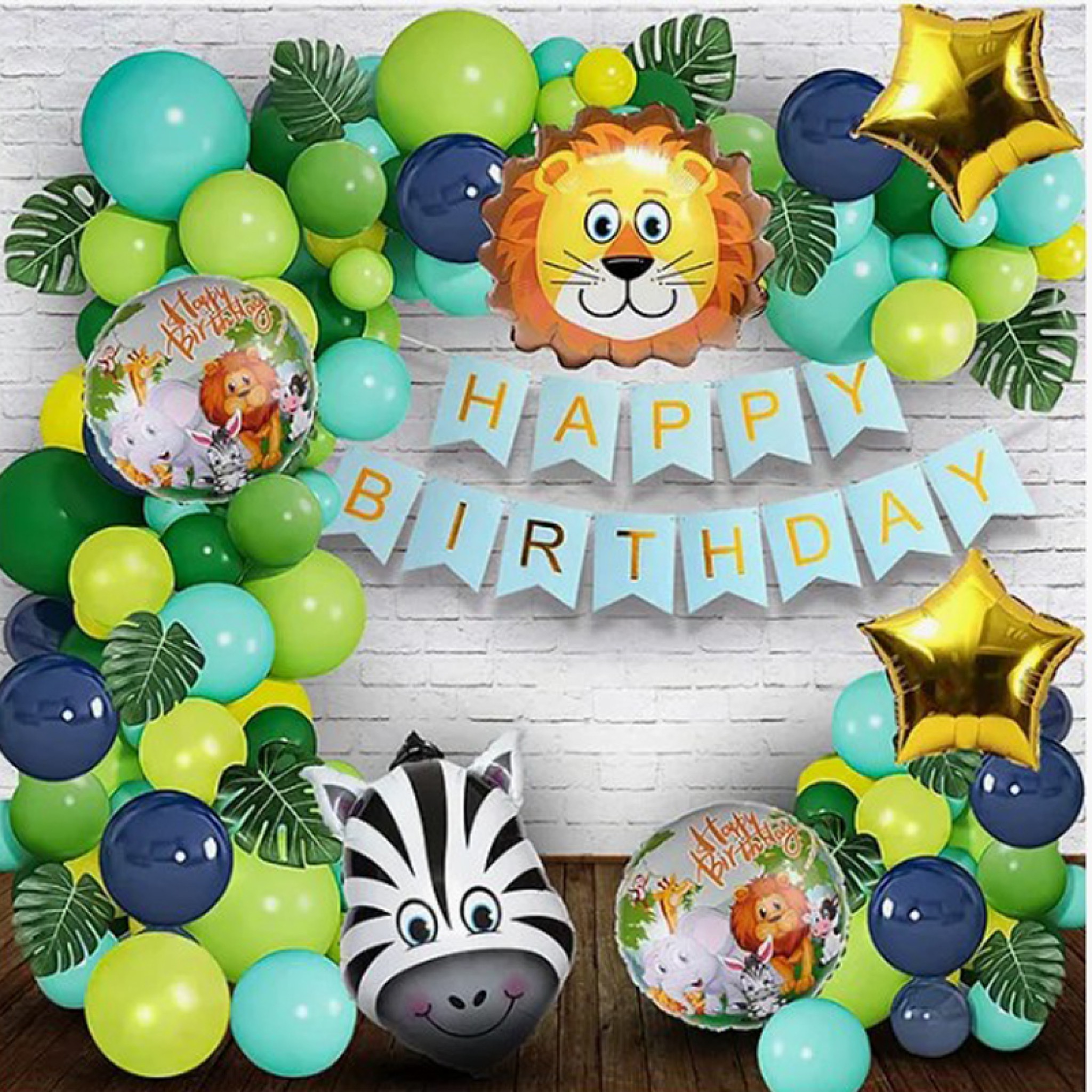 Jungle theme birthday balloons garlands package