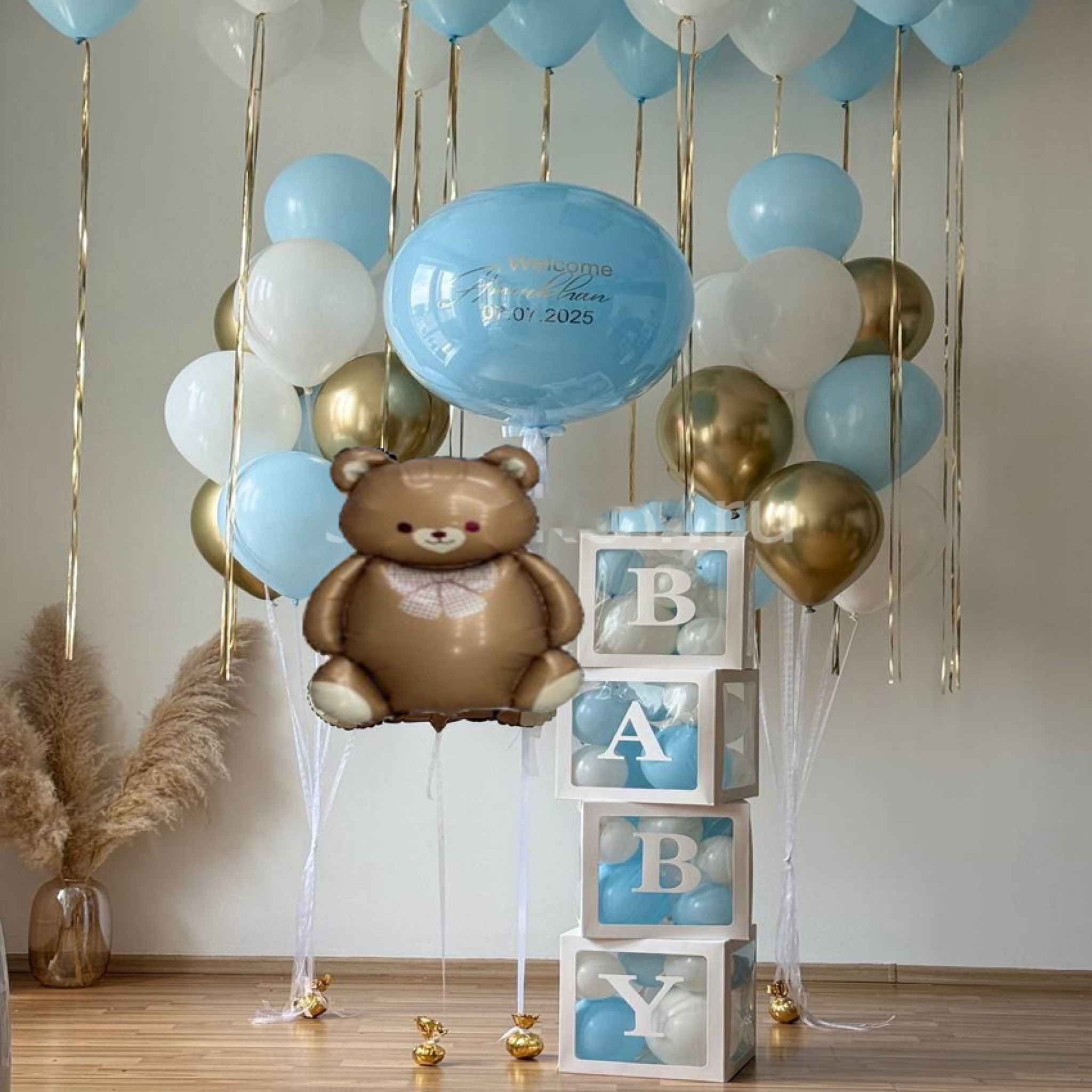 Luxury â€œItâ€™s a Boyâ€ Newborn Balloon Decoration with Complete Celebration Setup