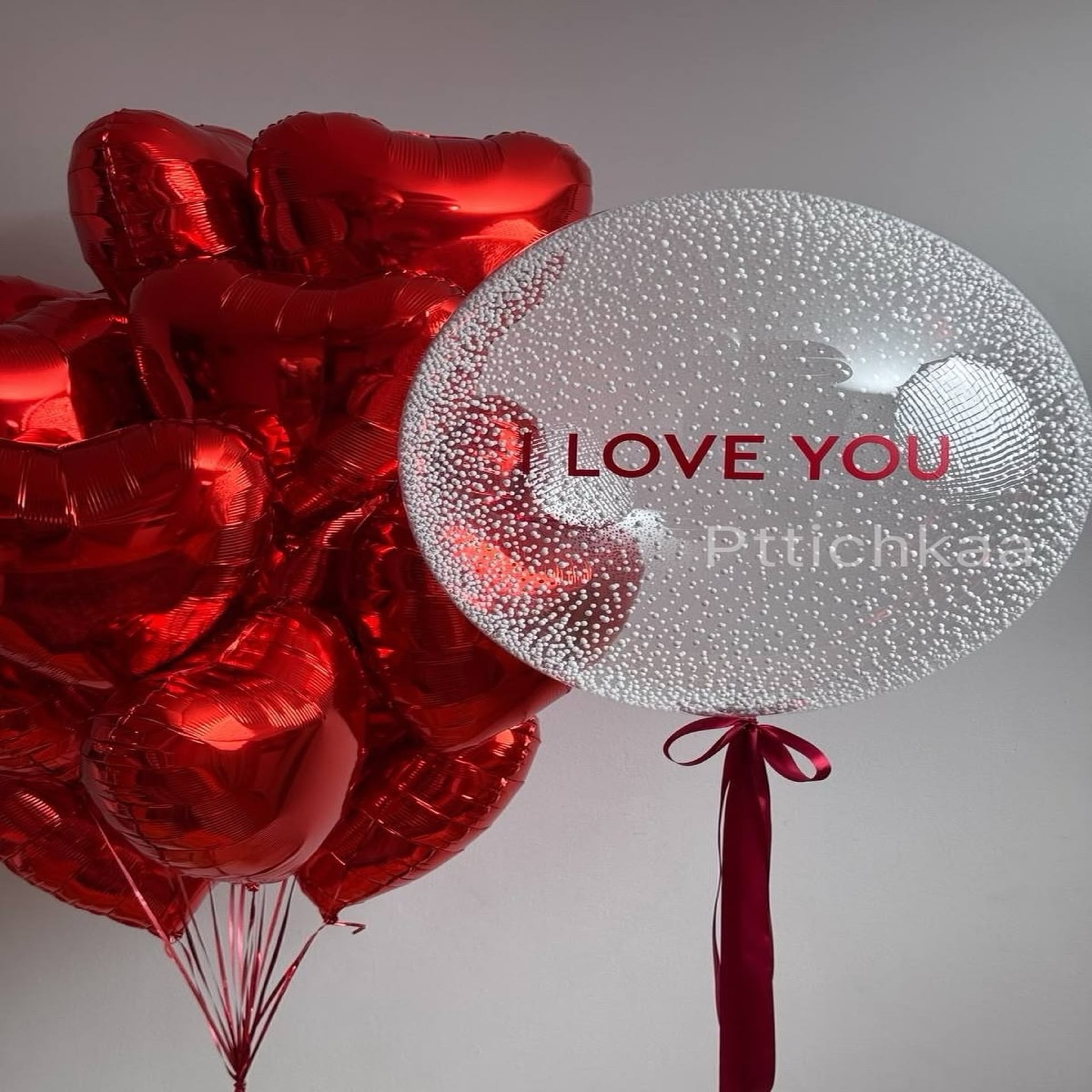 Luxury Styrofoam-Filled "I Love You" Bubble & Metallic Heart Bouquet