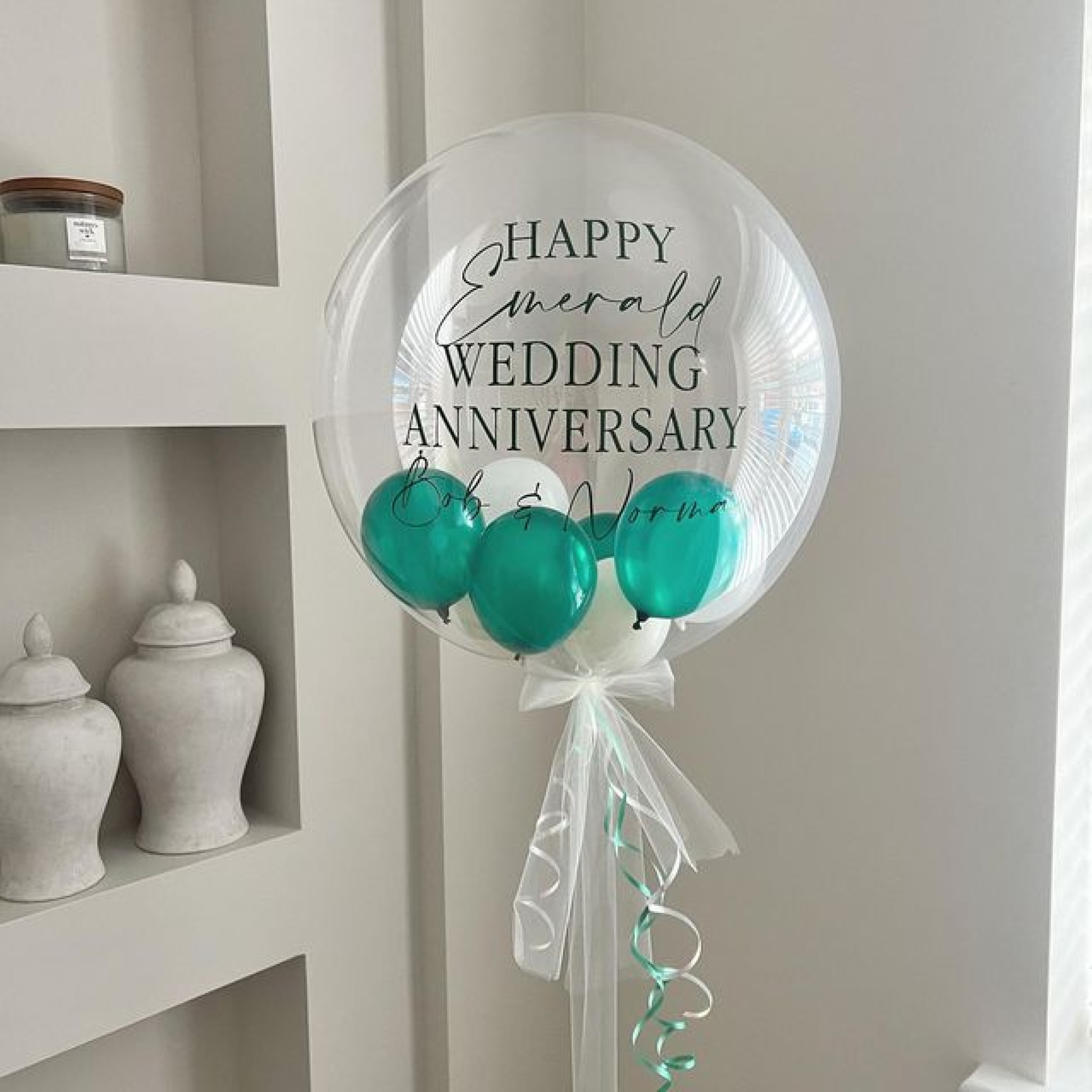 Personalized Emerald Wedding Anniversary Double-Layer Bubble Balloon