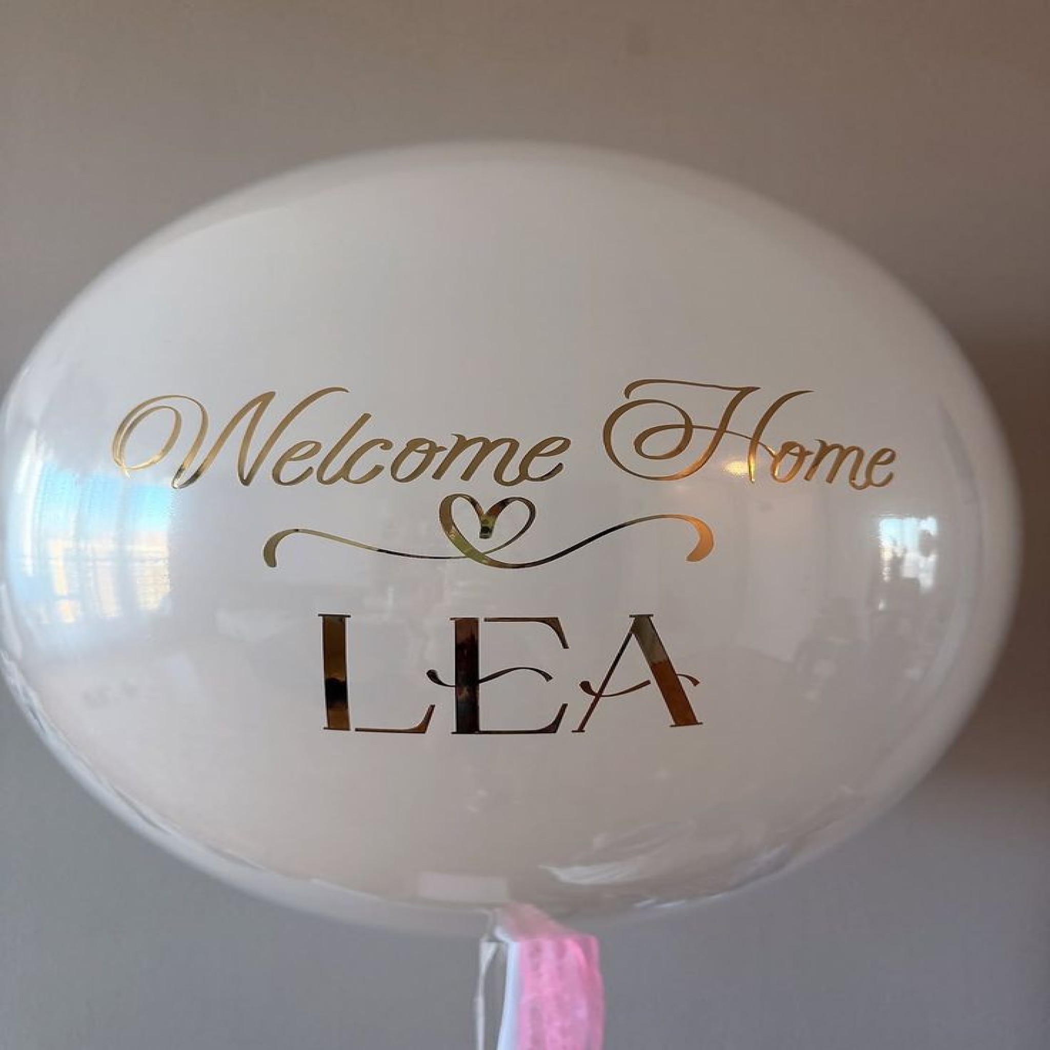 Personalized Metallic Gold "Welcome Home" Jumbo Bubble Balloon