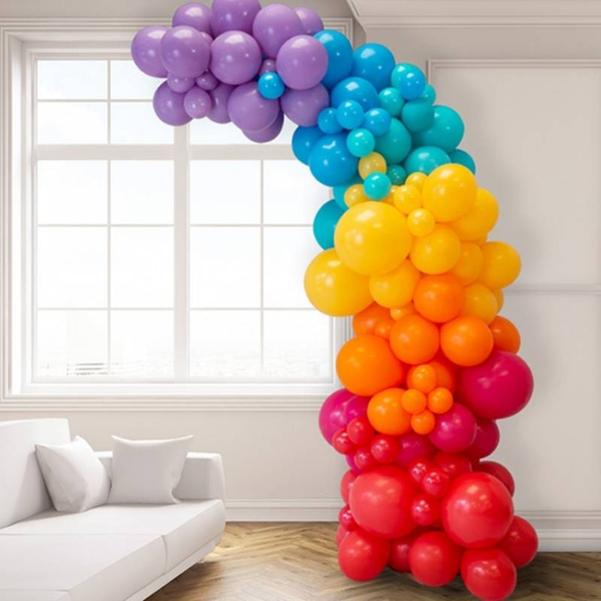 Rainbow Organic Balloon Arch Column