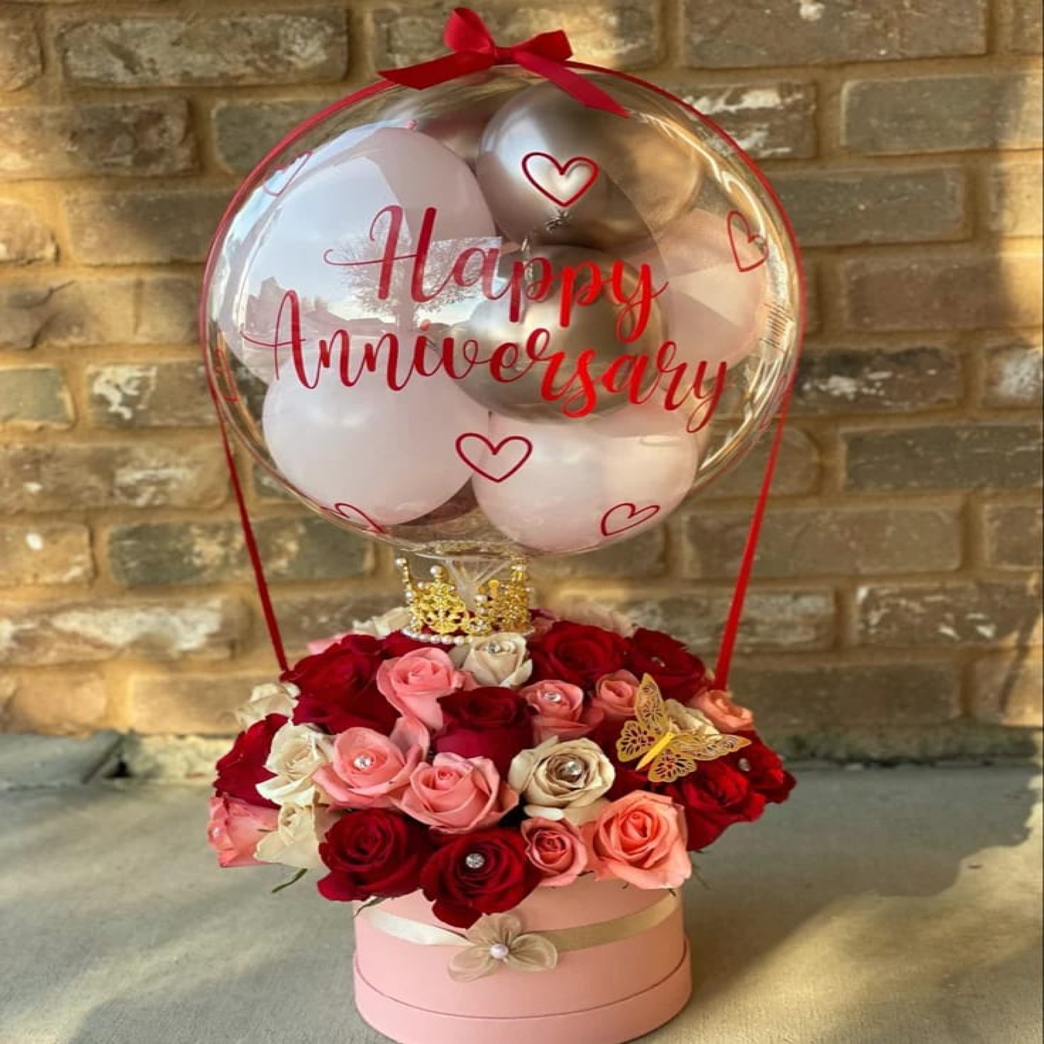 The Royal Blush Anniversary Floral & Custom Air-Balloon Box