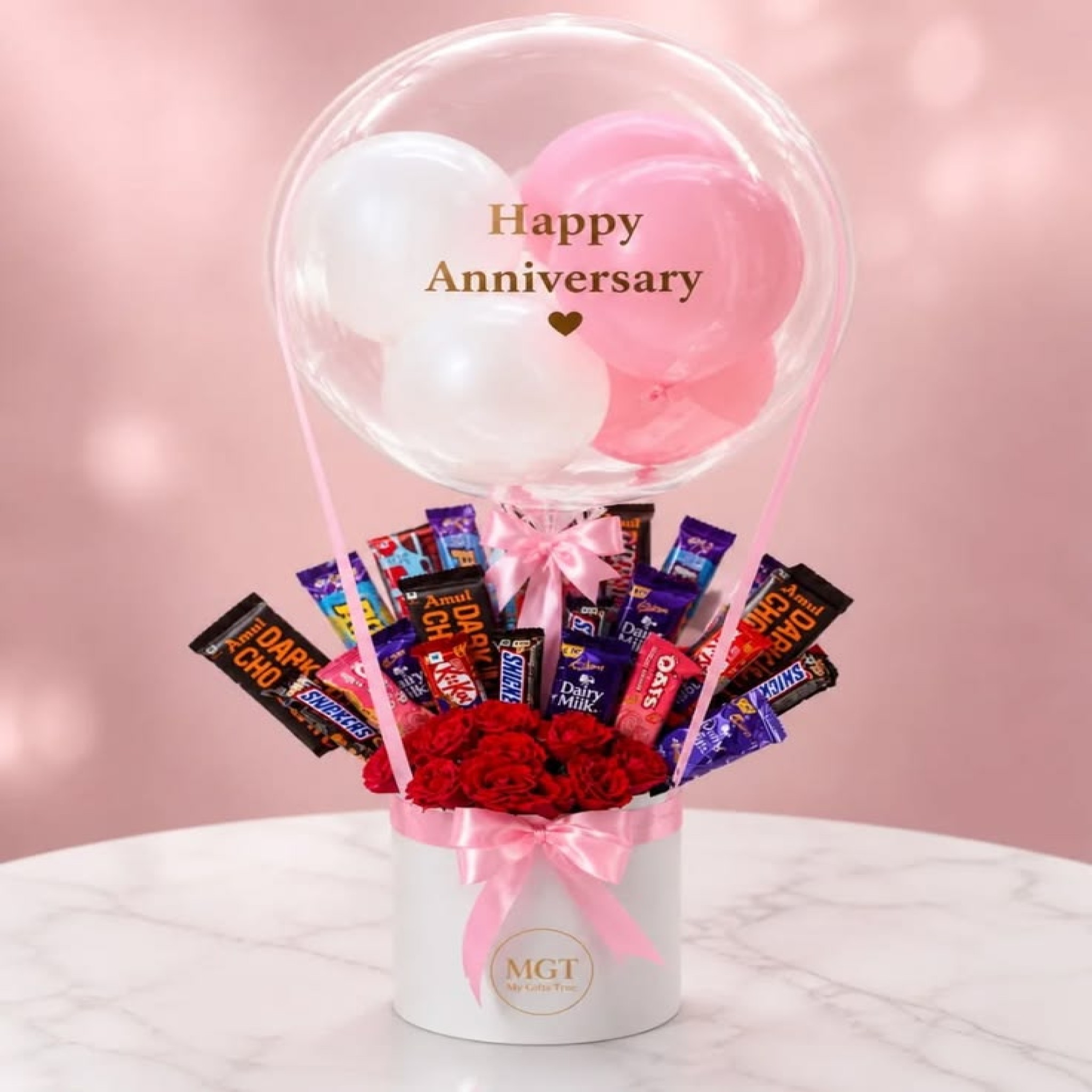 The Ultimate Anniversary Chocolate Bloom & Air-Balloon Box Hamper