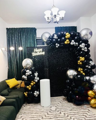 Organic balloons decoration with black simmer (BIR-ID#0041)