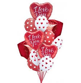 Polka Red & Silver Love Balloon Bouquet(LY-ID#0024)