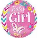 16" Beautiful Baby Girl Orbz Helium Foil Balloon