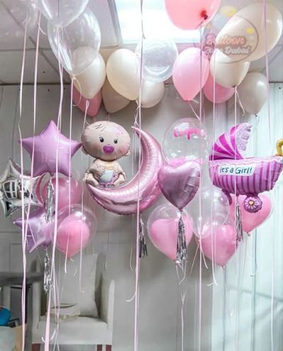 Girl Newborn Baby Balloon Bouquet Package