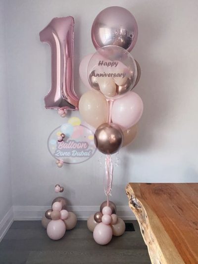 1st Precious Coral Anniversary Balloon Bouquet(AB-ID#0015)