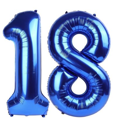 36" Blue Number 18 Helium Foil Balloon (NB-ID#0071)