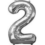 Silver Number 2 Helium Foil Balloon